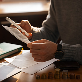 A Man Holding a Paper and a Phone