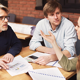 Three People Having a Discussion